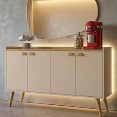 APARADOR BUFFET RETRÔ 4 PORTAS – MODELOS KIEV E DALLAS | ELEGÂNCIA E FUNCIONALIDADE PARA SUA SALA