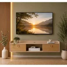 Rack Suspenso Para TV 1,20m Home Life Painel Sala Quarto Nicho 2 Portas Moderno Fendi Hanover Luxo
