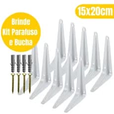Suportes 15x20 Cantoneira Mão Francesa Leve Branco 10kg Aço Ideal para Prateleiras Madeira