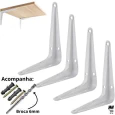 Kit Suportes Mão Francesa 10x12/15x20/20x25cm Para Prateleira Tábua Cantoneira Reforçada BBP