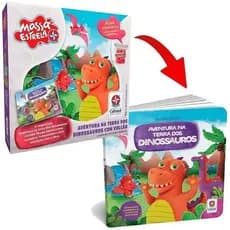 Super Massa de Modelar com Livro Aventura NA Terra dos Dinos - Massinha