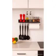 Suporte organizador multiuso temperos Cozinha Lavanderia Com Gancho porta toalha 40x10 em aço