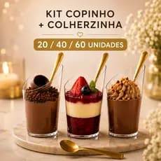 Kit Copinho Verrine 60ml Com Colherzinha Dourada Sobremesa Unidades Acrílico Premium para Mousse Doces Festa Buffet