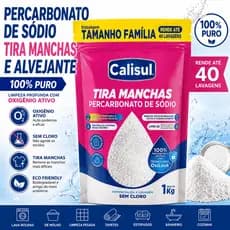 Percarbonato de Sódio 500g / 1kg /2kg 100% Puro Calisul Tira Manchas Alvejante Sem Cloro Limpeza Profunda Roupas Brancas