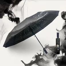 Guarda-chuva estilo chinês Tai Chi Fofoca Totalmente Automático Reforçado Chuva ou Chuva Protetor Solar de Vinil de Dupl