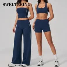 Conjunto de Fitness Feminino 2 Peças, Roupa de Yoga, Roupas de Academia, Conjunto de Treino para Corrida, Manga Curta, R