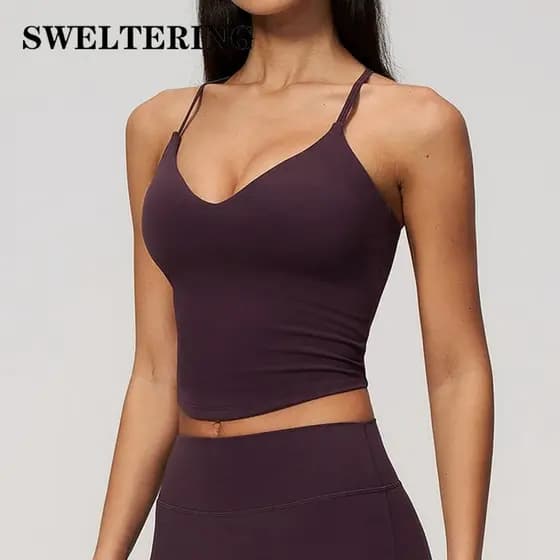 Top de Yoga de Verão para Mulheres, Roupa Interior Esportiva à Prova de Choque, Colete de Pilates e Fitness, Top Push Up