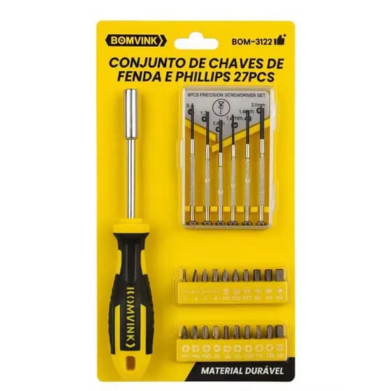 Jogo de Chaves de Fenda e Phillips 27 pcs
