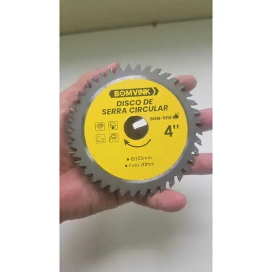 Disco de Serra Circular 4" (105mm) Furo 20mm para Corte de Madeira Bomvink BOM-5116