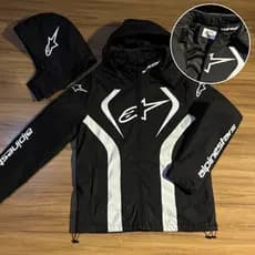 Jaqueta Forrada Peluciada Masculina Alp Preto Capuz Estampada