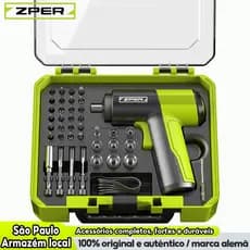 ZPER Parafusadeira 40 Pçs Portátil Sem Fio Kit Chaves Fenda Broca Philips Usb Com Maleta 4V Furadeira Bateria