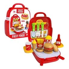 Kit Maleta Fast Food Infantil 3 Em 1 Com 29 Peças Brinquedo