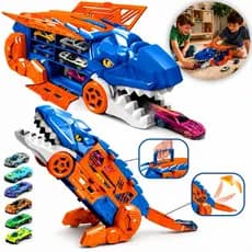 Carreta Caminhão Cegonha Pista Carrinho Dinossauro Brinquedo 6 Carrinhos Com Rampa Corrida