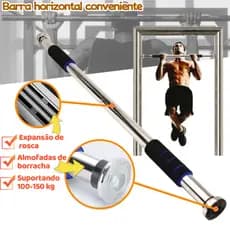 Barra Fixa Flexão Porta Apoio Regulável 83 a 130 Cm, com apoios de braços, pode suportar até 150 kg