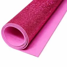 Kit 10 Folhas de Borrachado EVA com Glitter Rosa Pink