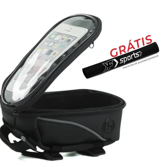 Bolsa Bolsinha De Celular Para Quadro De Bicicleta Bike + Protetor De Quadro Corrente Grátis F Sports