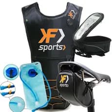 Kit Mochila De Hidratação Bolsa Selim Case Quadro Celular Bike Ciclismo MTB F Sports Laranja