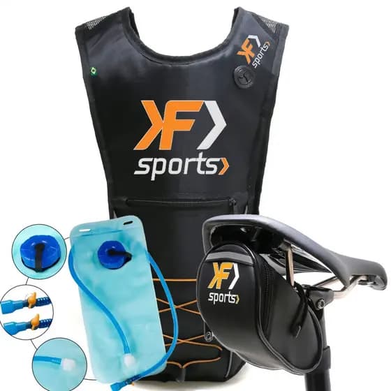 Kit Ciclismo Mochila De Hidratação Bolsa Selim Celular Bike Bicicleta Laranja