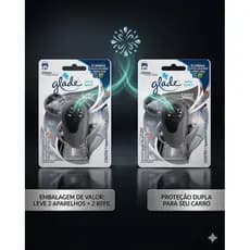 Kit 2 Glade Desodorizador Auto Sport Aparelho e Refil Carro Novo 7ml