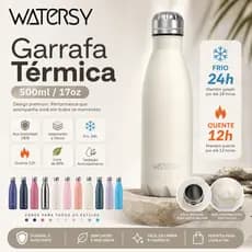 WATERSY-Aço inoxidável 304，Academia Garrafa térmica Copo de água Aço Inox Garrafa Portátil 500ml