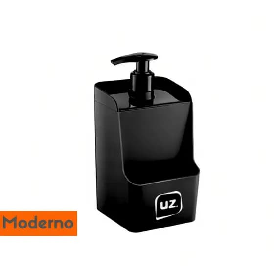 Porta Detergente de Pia Dispenser Slim Preto com Porta Esponja