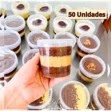 50 Potes Redondo com Lacre 220ml Bolo no Pote -  Pote Plástico Premium Redondo