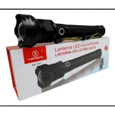 Lanterna Tática LED Recarregável P90 Super Potente Zoom Ajustável Bateria T9 Alta Luminosidade