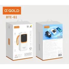 Kit Power Bank 50000mAh Agold BTE-61 Carregador Portátil 22.5W Turbo PD com Lanterna LED Rápido