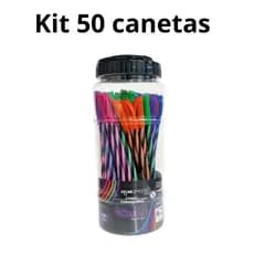 Caneta Esferográfica 0.7mm Colorida Jocar Office Wow Sound Caixa 50 Unidades Escolar Escritório