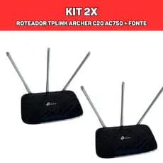 KIT 2x - Roteador TP-Link Archer C20 - AC750 ( Usado ) barato e potente + Fonte Inclusa c/ Ebook