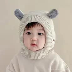 1 Peça Gorro de Inverno Infantil com Bordado Fofo de Filhote de Cachorro e Desenho de Orelha, Boné de Malha Cartoon para