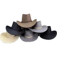 Chapéu Country Cowboy Americano Modelo Clássico Em Feltro Marrom Preto Palha