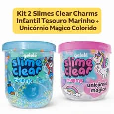 KIt Slime Clear Charms Tesouro Marinho e Unicórnio Mágico Gelelé