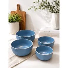 Kit 4 Peças Saladeiras 18cm E Tigelas Bowl 15cm Cerâmica