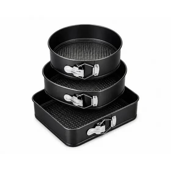 Kit 3 Formas Antiaderente Quadrada Redonda Coração Cinza