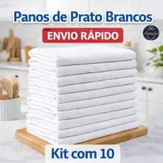 Pano De Prato Branco O Legitimo Kit Com 5 e 10 Peças