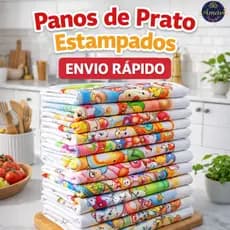 Kit 10 Panos de Prato Estampados Pé Galinha Legítimo 100% Algodão Super Absorvente Cozinha Louça