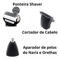 Aparador de Barba e Pelos Barbeador 3 em 1 Recarregável Bivolt (KM6558)