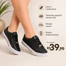 Tênis Feminino Casual Básico Preto Branco Nude Leve e Confortável