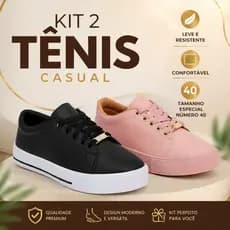 Kit 2 Pares de Tênis Feminino Casual Confortável