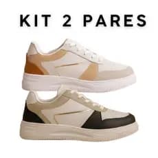 Kit 2 Tênis Feminino Casual Moda Blogueira Leve e Confortável