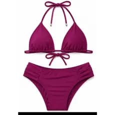 Conjunto Biquíni Cortininha com Bojo Removível + Calcinha Borboleta Cintura Alta Modeladora
