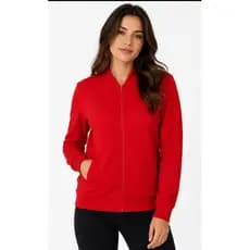 Jaqueta Moletom Zíper Bomber com Bolso Unissex Blusa Algodão Sem Capuz Flanelado Liso Gola Redonda