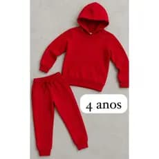 MOLETOM CANGURU CONJUTO LISO INFANTIL BLUSA CALÇA DE FRIO MENINO E MENINA 1 AO 14