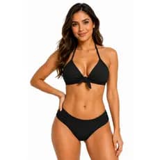 Biquíni Cropped Moda Praia Feminino Top Cortininha Ajustável Calcinha Borboleta Não Marca
