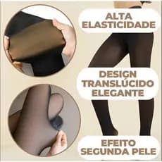 Meia Calça Forrada Lipo Termica Peluciada Translúcida Lã Quente Feminina Inverno