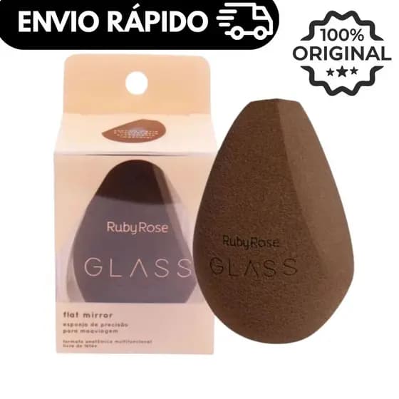 Esponja Chanfrada Flat Mirror Glass Ruby Rose – Super Macia e de Alta Precisão HB S06