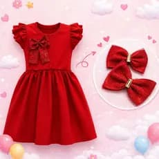 Vestido Infantil Menina 2 ao 8 anos + kit laço para cabelo Algodão Premium Blogueirinha....