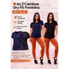 Kit 2 Blusas Dry Fit Femenina Academia Camisa Caminhada Musculação Treino Furadinha Leve Esportes.