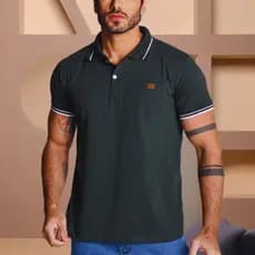 Camisa Gola Polo 100% Premium | Camiseta Original | Verde Marsala Vermelha Laranja Azul Cinza Preta
